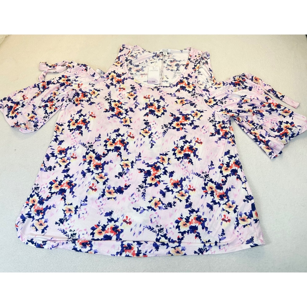 Venus Lascana Blouse Women XL Pink Floral Boho Cold Shoulder Top